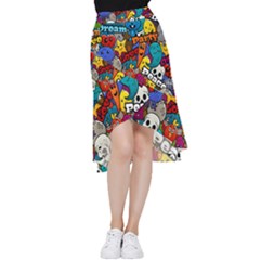 Graffiti Characters Seamless Pattern Frill Hi Low Chiffon Skirt by Bedest