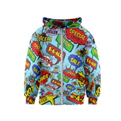 Comic Bubbles Seamless Pattern Kids  Zipper Hoodie by Bedest