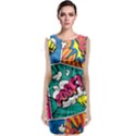 Comic Colorful Seamless Pattern Sleeveless Velvet Midi Dress View1