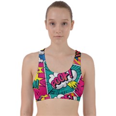 Comic Colorful Seamless Pattern Back Weave Sports Bra by Bedest