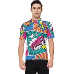 Comic Colorful Seamless Pattern Men s Short Sleeve Rash Guard by Bedest