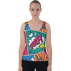 Comic Colorful Seamless Pattern Velvet Tank Top by Bedest