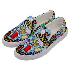 Graffiti Characters Seamless Patterns Men s Canvas Slip Ons by Bedest