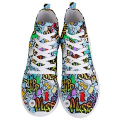Graffiti Characters Seamless Patterns Men s Lightweight High Top Sneakers by Bedest
