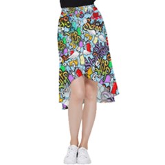 Graffiti Characters Seamless Patterns Frill Hi Low Chiffon Skirt by Bedest