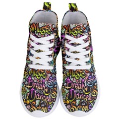 Graffiti Word Seamless Pattern Women s Lightweight High Top Sneakers by Bedest