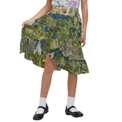 Map Illustration Gta Kids  Ruffle Flared Wrap Midi Skirt by Pakjumat