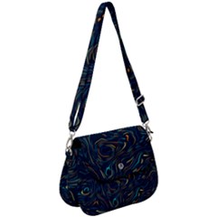 Colorful Abstract Pattern Creative Colorful Line Linear Background Saddle Handbag by Pakjumat