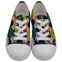 Japanese Fans Bright Pattern Kids  Low Top Canvas Sneakers View1