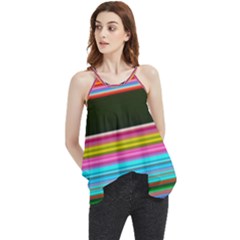 Horizontal Line Colorful Flowy Camisole Tank Top by Pakjumat