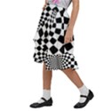 Geomtric Pattern Illusion Shapes Kids  Ruffle Flared Wrap Midi Skirt View2