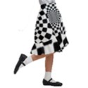 Geomtric Pattern Illusion Shapes Kids  Ruffle Flared Wrap Midi Skirt View3