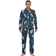 Pattern Flower Texture Men s Long Sleeve Velvet Pocket Pajamas Set by Pakjumat