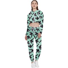 Orca Killer Whale Fish Cropped Zip Up Lounge Set by Pakjumat