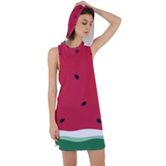 Minimalist Summer Watermelon Wallpaper Racer Back Hoodie Dress by Pakjumat