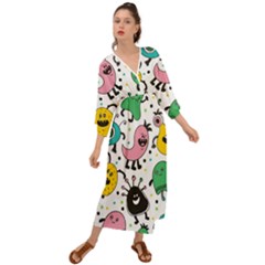 Funny Monster Pattern Grecian Style  Maxi Dress by Pakjumat