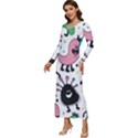 Funny Monster Pattern Long Sleeve Longline Maxi Dress View2