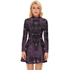 Geometric Art Digital Art Background Long Sleeve Velour Longline Dress by Pakjumat