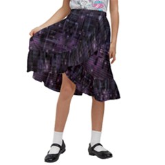 Geometric Art Digital Art Background Kids  Ruffle Flared Wrap Midi Skirt by Pakjumat