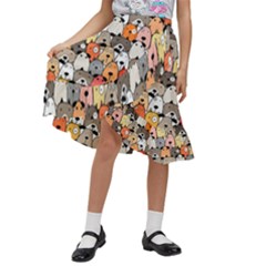 Cute Dog Seamless Pattern Background Kids  Ruffle Flared Wrap Midi Skirt by Pakjumat