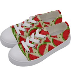 Cute Watermelon Seamless Pattern Kids  Low Top Canvas Sneakers by Pakjumat