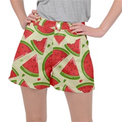 Cute Watermelon Seamless Pattern Women s Ripstop Shorts by Pakjumat