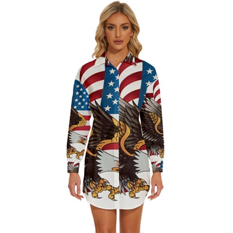 American Eagle Clip Art Womens Long Sleeve Shirt Dress by Maspions