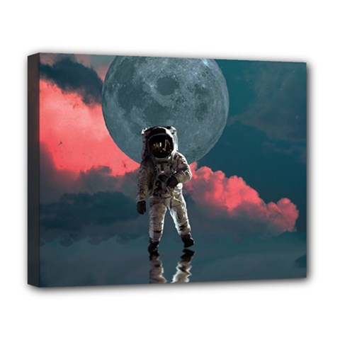 Astronaut Moon Space Nasa Planet Deluxe Canvas 20  X 16  (stretched) by Maspions