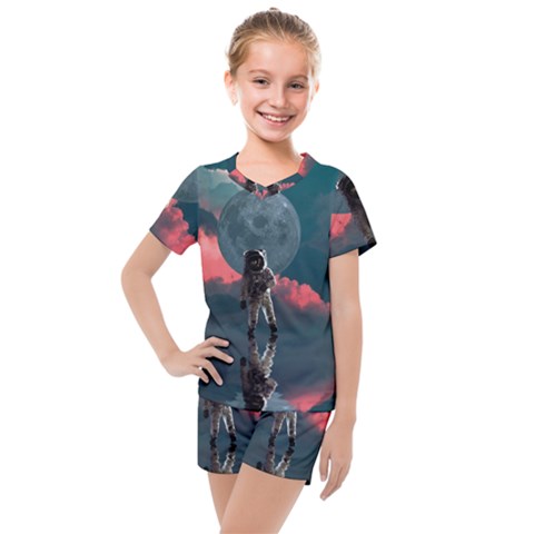 Astronaut Moon Space Nasa Planet Kids  Mesh T-shirt And Shorts Set by Maspions