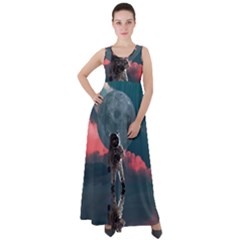 Astronaut Moon Space Nasa Planet Empire Waist Velour Maxi Dress by Maspions