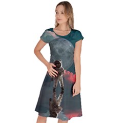 Astronaut Moon Space Nasa Planet Classic Short Sleeve Dress by Maspions