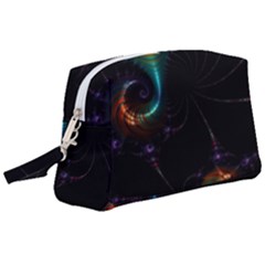 Fractal Transfer Metallic Black Wristlet Pouch Bag (large) by Hannah976