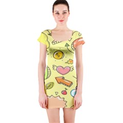 Cute Sketch Child Graphic Funny Short Sleeve Bodycon Dress by Hannah976