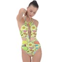 Cute Sketch Child Graphic Funny Plunge Cut Halter Swimsuit View1