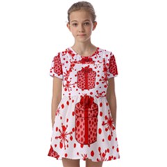 Cute Gift Boxes Kids  Short Sleeve Pinafore Style Dress by ConteMonfrey