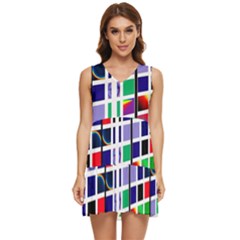 Color Graffiti Pattern Geometric Tiered Sleeveless Mini Dress by Hannah976