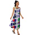 Color Graffiti Pattern Geometric Square Neckline Tiered Midi Dress View3