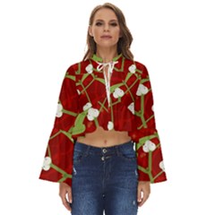 Mistletoe Christmas Texture Advent Boho Long Bell Sleeve Top by Hannah976