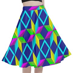 Pattern Star Abstract Background A-line Full Circle Midi Skirt With Pocket by Hannah976