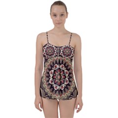 Seamless Pattern Floral Flower Babydoll Tankini Set by Hannah976