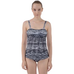 Ethno Seamless Pattern Twist Front Tankini Set by Hannah976