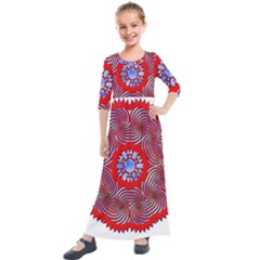 Tile Pattern Background Image Kids  Quarter Sleeve Maxi Dress by Hannah976