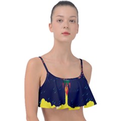 Rocket Halftone Astrology Astronaut Frill Bikini Top by Sarkoni