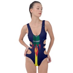 Rocket Halftone Astrology Astronaut Side Cut Out Swimsuit by Sarkoni