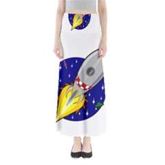 Rocket Ship Launch Vehicle Moon Full Length Maxi Skirt by Sarkoni