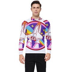 Badge Patch Pink Rainbow Rocket Men s Long Sleeve Rash Guard by Sarkoni