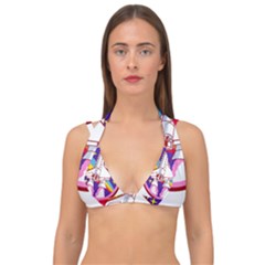 Badge Patch Pink Rainbow Rocket Double Strap Halter Bikini Top by Sarkoni