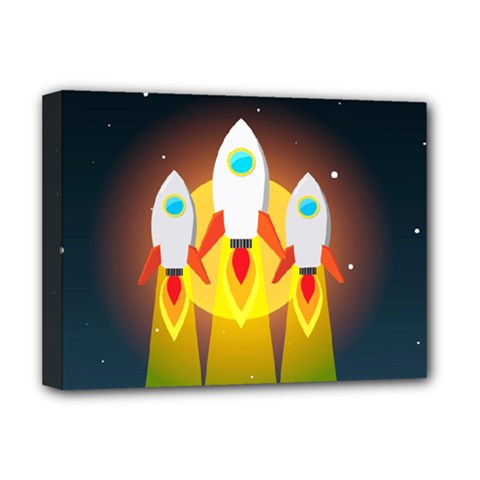 Rocket Take Off Missiles Cosmos Deluxe Canvas 16  X 12  (stretched)  by Sarkoni