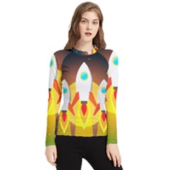 Rocket Take Off Missiles Cosmos Women s Long Sleeve Rash Guard by Sarkoni