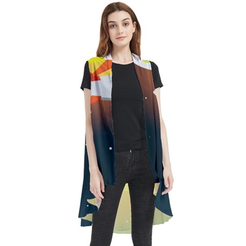 Rocket Take Off Missiles Cosmos Sleeveless Chiffon Waistcoat Shirt by Sarkoni